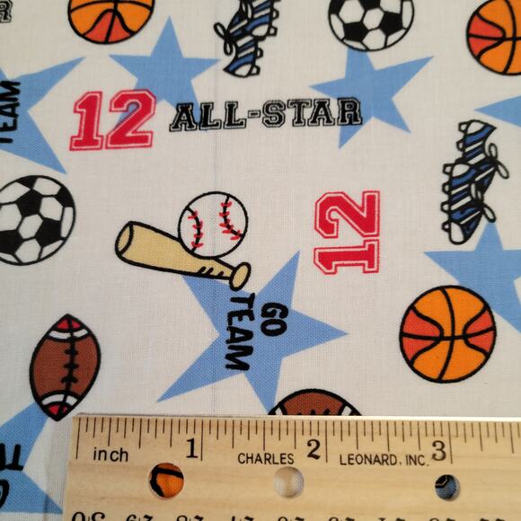 Cotton Fabric All Star Sports Balls Megaphone 28x43” Joann Fabrics Football - Picture 4 of 7